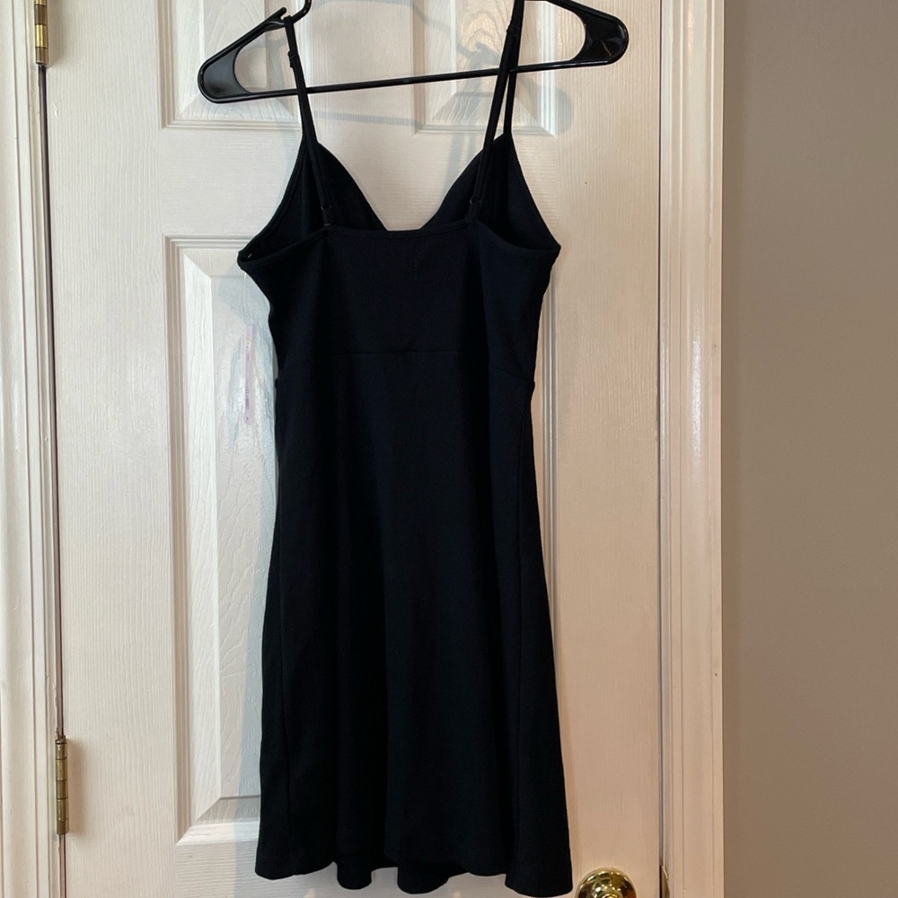 New Wild‎ Fable Black Dress S Ribbed Skater Knit Sweetheart Neck Goth Stretchy - Picture 7 of 16